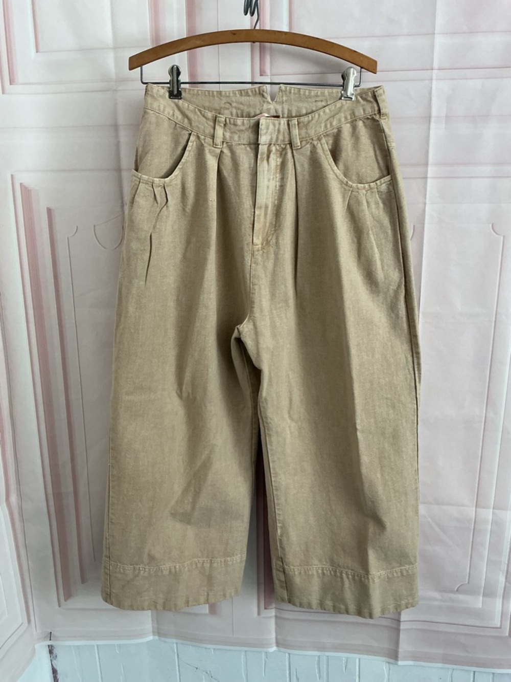 Free People Wide-Leg Crop Pants in Khaki